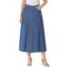 Plus Size Women's Perfect Cotton Button Front Skirt by Woman Within in Medium Stonewash (Size 12 WP)