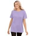 Plus Size Women's Thermal Short-Sleeve Satin-Trim Tee by Woman Within in Soft Iris (Size L) Shirt