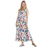 Plus Size Women's Pintucked Sleeveless Dress by Woman Within in White Poppy Blossom (Size L)