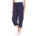 Plus Size Women's Pull-On Knit Cargo Capri by Woman Within in Navy (Size 12) Pants