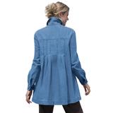 Plus Size Women's Pleat-Back Denim Jacket by Woman Within in Light Stonewash (Size 1X)