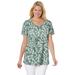 Plus Size Women's Perfect Printed Short-Sleeve V-Neck Tee by Woman Within in Sage Blossom Vine (Size 4X) Shirt