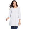 Plus Size Women's Perfect Three-Quarter Sleeve Crewneck Tunic by Woman Within in White (Size 30/32)