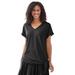 Plus Size Women's Side Tie Knit Tee by Woman Within in Black (Size 26/28)