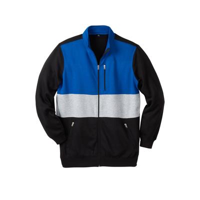 Men's Big & Tall Full-Zip Fleece Jacket by KingSize in Black Colorblock (Size 3XL)