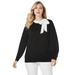Plus Size Women's Tie-Neck Sweater by Jessica London in Black (Size 14/16)