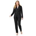 Plus Size Women's 2-Piece Stretch Crepe Single-Breasted Pantsuit by Jessica London in Black (Size 34 W) Set