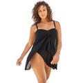 Plus Size Women's Mesh-Draped Swimsuit by Swim 365 in Black (Size 24)