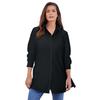 Plus Size Women's Kate Tunic Big Shirt by Roaman's in Black (Size 38 W) Button Down Tunic Shirt