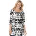 Plus Size Women's Tie-Dye Smocked Square-Neck Tunic by Woman Within in Black Tie Dye (Size 22/24)