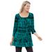 Plus Size Women's Tie-Dye Smocked Square-Neck Tunic by Woman Within in Waterfall Tie Dye (Size 30/32)