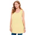 Plus Size Women's Perfect Sleeveless Shirred U-Neck Tunic by Woman Within in Banana (Size 14/16)