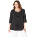 Plus Size Women's Suprema® Strappy Neckline Top by Catherines in Black Geo Print (Size 1X)