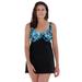 Plus Size Women's Print Bodice Swimdress by Swim 365 in Turq Waves (Size 18)