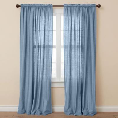 Wide Width Poly Cotton Canvas Rod-Pocket Panel by BrylaneHome in Carolina Blue (Size 48