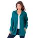 Plus Size Women's Classic-Length Thermal Hoodie by Roaman's in Deep Turquoise (Size 6X) Zip Up Sweater