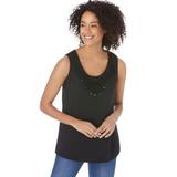 Plus Size Women's Beaded Tank Top by Woman Within in Black (Size 2X)
