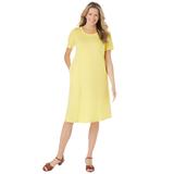 Plus Size Women's Perfect Short-Sleeve Crewneck Tee Dress by Woman Within in Primrose Yellow (Size L)