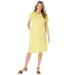 Plus Size Women's Perfect Short-Sleeve Crewneck Tee Dress by Woman Within in Primrose Yellow (Size L)