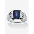 Men's Big & Tall Platinum Over Sterling Silver Sapphire and Diamond Accent Ring by PalmBeach Jewelry in Sapphire Diamond (Size 11)