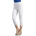 Plus Size Women's Lace-Trim Essential Stretch Capri Legging by Roaman's in White (Size 12)
