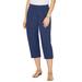 Plus Size Women's Stretch Knit Waist Cargo Capri by Catherines in Mariner Navy (Size 3X)