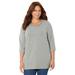 Plus Size Women's Suprema® Strappy Neckline Top by Catherines in Heather Grey (Size 5X)