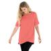 Plus Size Women's Perfect Cuffed Elbow-Sleeve Boat-Neck Tee by Woman Within in Sweet Coral (Size 1X) Shirt