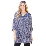 Plus Size Women's UPTOWN TUNIC BLOUSE by Catherines in Black White Print (Size 2XWP)