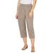 Plus Size Women's Stretch Knit Waist Cargo Capri by Catherines in Chai Latte (Size 5X)