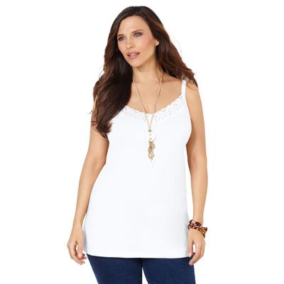 Plus Size Women's Suprema® Cami With Lace by Catherines in White (Size 1XWP)