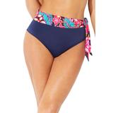 Plus Size Women's Shirred High Waist Bikini Bottom by Swimsuits For All in Tropical (Size 20)