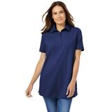 Plus Size Women's Perfect Short-Sleeve Polo Shirt by Woman Within in Ultra Blue (Size S)