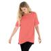 Plus Size Women's Perfect Cuffed Elbow-Sleeve Boat-Neck Tee by Woman Within in Sweet Coral (Size 4X) Shirt