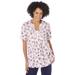 Plus Size Women's 7-Day Layer-Look Elbow-Sleeve Tee by Woman Within in White Ditsy Bouquet (Size 26/28) Shirt