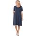 Plus Size Women's Perfect Short-Sleeve Crewneck Tee Dress by Woman Within in Navy (Size M)