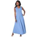 Plus Size Women's Stretch Cotton Crochet-Back Maxi Dress by Jessica London in French Blue (Size 24) Maxi Length