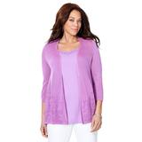 Plus Size Women's Embroidered Lace Cardigan by Catherines in Violet (Size 4X)
