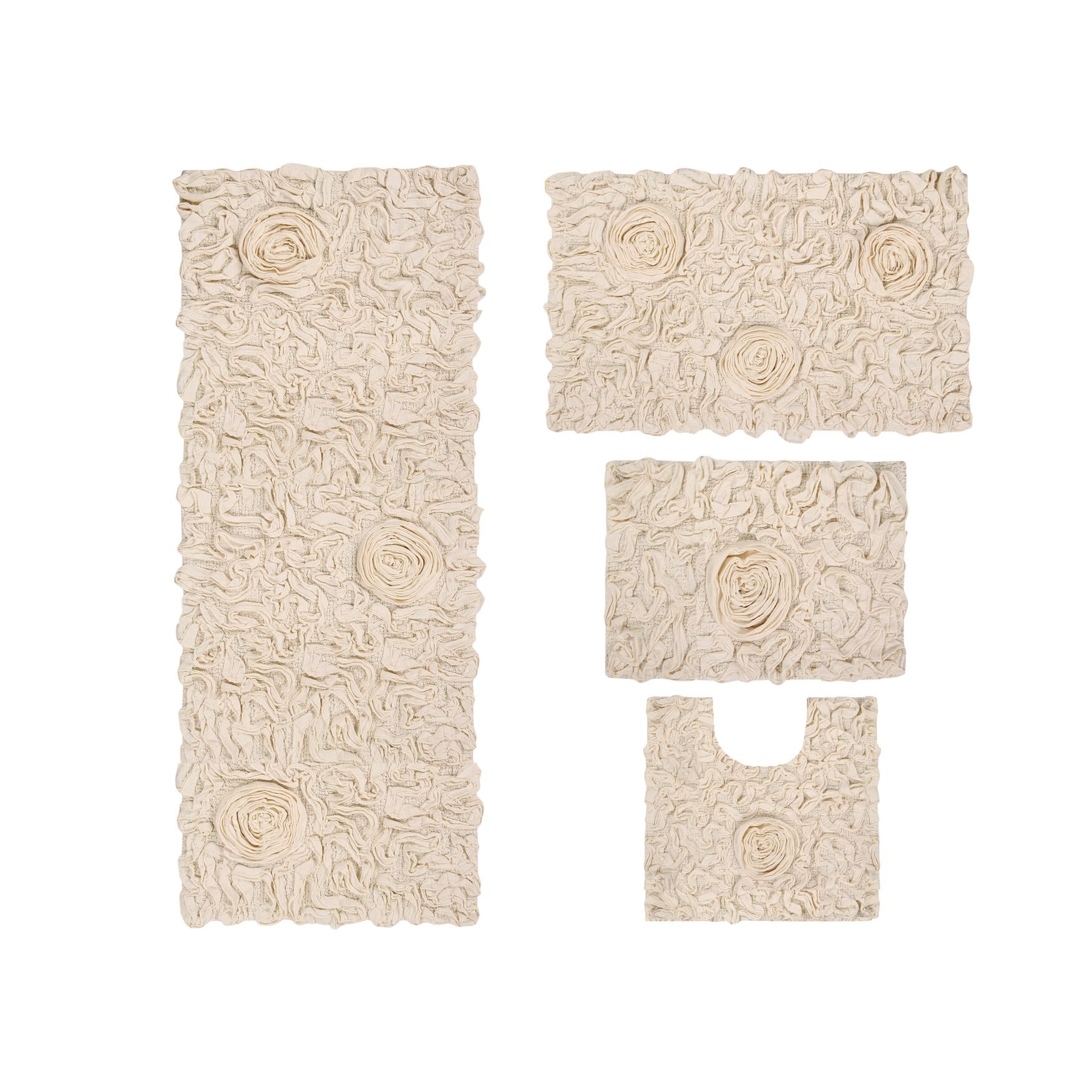 Bellflower 4-Pc. Bath Rug Set Ivory by Home Weavers Inc in Ivory (Size 4 RUG SET)
