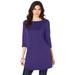 Plus Size Women's Boatneck Ultimate Tunic with Side Slits by Roaman's in Midnight Violet (Size 42/44) Long Shirt