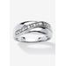 Men's Big & Tall Men's Platinum over Sterling Silver Diamond Wedding Band Ring by PalmBeach Jewelry in Diamond (Size 16)