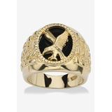 Men's Big & Tall Men's Yellow Gold over Sterling Silver Natural Black Onyx Eagle Ring by PalmBeach Jewelry in Onyx (Size 12)