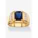 Men's Big & Tall Men's 18K Gold-plated Diamond and Sapphire Ring by PalmBeach Jewelry in Diamond Sapphire (Size 15)