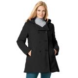 Plus Size Women's Double-Breasted Hooded Fleece Peacoat by Woman Within in Black (Size 22 W)