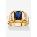 Men's Big & Tall Men's 18K Gold-plated Diamond and Sapphire Ring by PalmBeach Jewelry in Diamond Sapphire (Size 10)