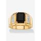 Men's Big & Tall Men's 18K Yellow Gold-plated Genuine Diamond and Black Onyx Ring by PalmBeach Jewelry in Diamond Onyx (Size 10)