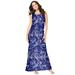 Plus Size Women's Ultrasmooth® Fabric Print Maxi Dress by Roaman's in Navy Folklore Paisley (Size 18/20) Stretch Jersey Long Length Printed