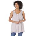 Plus Size Women's Button-Front Linen Tank by Woman Within in Sweet Coral Stripe (Size 14/16) Top