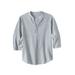 Men's Big & Tall Gauze Mandarin Collar Shirt by KingSize in Sand Stripe (Size 4XL)