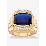 Men's Big & Tall Men's 18K Yellow Gold-plated Sapphire and Diamond Accent Ring by PalmBeach Jewelry in Sapphire Diamond (Size 10)